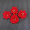 Cabeza de flor artificial de 7 cm, flor de Pascua de terciopelo navideño, decoración de árbol de Navidad, decoración de arreglo floral para ambiente de fiesta y festividades