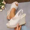 En stock: Sandalias de cuña estilo europeo y americano con punta abierta, talla grande, nuevo estilo verano 2026, plataforma, exportación transfronteriza, sandalias romanas para mujer.