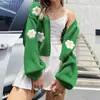 Moda Transfronteriza Europea y Americana para Mujer Otoño e Invierno Nuevo Suéter Abrigo Floral Tridimensional Dulce, Cárdigan Corto de Punto Holgado para Mujer, Moderno