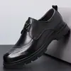 Sapatos de Couro de Negócios Camada Superior de Couro de Vaca Masculino Outono Confortáveis Sapatos Derby com Biqueira Larga Couro Genuíno Sapatos de Casamento de Luxo para Noivo