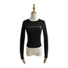 Outono e Inverno novo europeu e americano feminino pullover pescoço redondo slim T-shirt top C77122