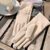 Nuevos Guantes Cálidos de Otoño e Invierno con Diseño de Nicho de Botón de Color Sólido, con Forro Polar, Moda para Exteriores, de Dedo Largo para Ciclismo, a Prueba de Frío