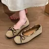 Zapatos Planos Retro de Gamuza con Lazo y Tacón Bajo para Mujer 2026 Nuevos Zapatos Mary Jane de Ballet de Otoño