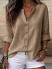 Top de mujer casual y sencillo, de punto de madera, cuello en V, corte holgado, hombros descubiertos, manga de tres cuartos, transfronterizo europeo y americano, 2026