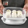 Caja de Cocción al Vapor Calentadora Específica para Horno de Microondas, Vaporera Transparente de Grado Alimenticio para Panecillos Calientes con Tapa, Aparato Multifuncional para Calentar Platos para Uso Doméstico
