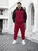 Fábrica Transfronteiriça 2026 Estilo Americano Outono Roupa de Trabalho Masculina Inverno Solta Casual Moletom Quente com Forro de Fleece e Calça de Moletom