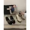 2025 Europeas y Americanas Comercio Exterior Estampado de Leopardo Moda Suela Gruesa Tacón de Barco Elevadas Zapatillas para Mujer Primavera Nuevas Punta Abierta Tacones Altos
