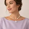 Elegante collar de perlas barrocas con estilo playero, estilo vacaciones, con cadena de clavícula y concha, joyería transfronteriza europea y americana.