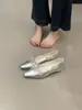 Zapatos plateados de estilo francés para mujer que aumentan la altura interior, Nuevos zapatos elegantes de primavera 2026 para la noche, Zapatos versátiles negros para el trabajo