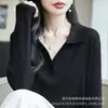 Nuevo suéter de punto fino de lana estilo francés con cuello POLO para mujer, para otoño e invierno, camiseta básica ajustada, suéter de canalé fino