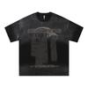 Camiseta de Manga Curta Estilo Americano High Street Estilo Escuro Estampa de Figura Abstrata Masculina e Feminina Retro Nicho Ripper Bonito Top de Meia Manga