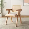 Silla de Ratán Chandigarh Silla de Comedor de Madera Maciza Silla con Reposabrazos y Respaldo Antiguo Francés para el Hogar Taburete Silla de Ratán Informal