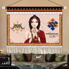Pintura Colgante Auspiciosa de Xizang Arte Textil Estilo Étnico Tela Colgante Decoración del Hogar de Xizang Pintura con Cinta Colgante para Casa de Huéspedes Hotel Mural
