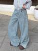 Pantalones vaqueros de estilo americano con diseño de rayas retro y perfil de machete para hombre, pantalones largos holgados de pierna ancha para la calle.