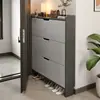 Zapatero ultradelgado con puerta abatible y núcleo de madera maciza para entrada del hogar, nuevo modelo 2026, zapatero estrecho integrado para montar en la pared