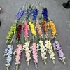 Flores Artificiales 2 Ramas Terciopelo Delfinio Jacinto Salón de Bodas Materiales Florales Violeta Boda en Casa Flores Falsas Mayoreo