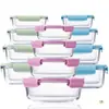 Lonchera Redonda de Vidrio, Apta para Microondas, Grado Alimenticio, Lonchera Conservadora de Frescura para Oficinistas, Mujeres, con Tapa