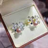 Anillo de Flor de Gota de Aceite de Lujo Entrada Francesa Estilo Perla Morada Anillo Abierto para Dedo Anillo de Perla de Agua Dulce Natural