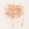 Brincos de Gancho com Argola de Metal e Contas, Joias DIY Feitas à Mão com Contas, Acessórios para Brincos na Cor Dourado/Prata/K Branco