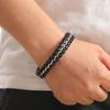 Nuevo brazalete de cadena de acero inoxidable transfronterizo con cuero Amazon Simple para hombre con hebilla magnética, cuerda de cuero, brazalete de hueso de serpiente