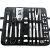 Set de Asador de 3 Piezas Acero Inoxidable Herramientas para Barbacoa con Bolsa de Tela Set Multifuncional Portátil para Barbacoa al Aire Libre de 5 Piezas