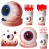 Nuevos Suministros para Fiesta Temática de Ojos de Halloween Decoraciones de Cumpleaños Accesorios de Decoración de Fiesta Platos de Papel Vasos de Papel Manteles