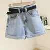 Shorts de Mezclilla Blancos para Mujer Verano Estilo ins Nueva Llegada Cintura Alta Adelgazantes Combinan con Todo Dobladillo Pierna Ancha Pantalones de Moda