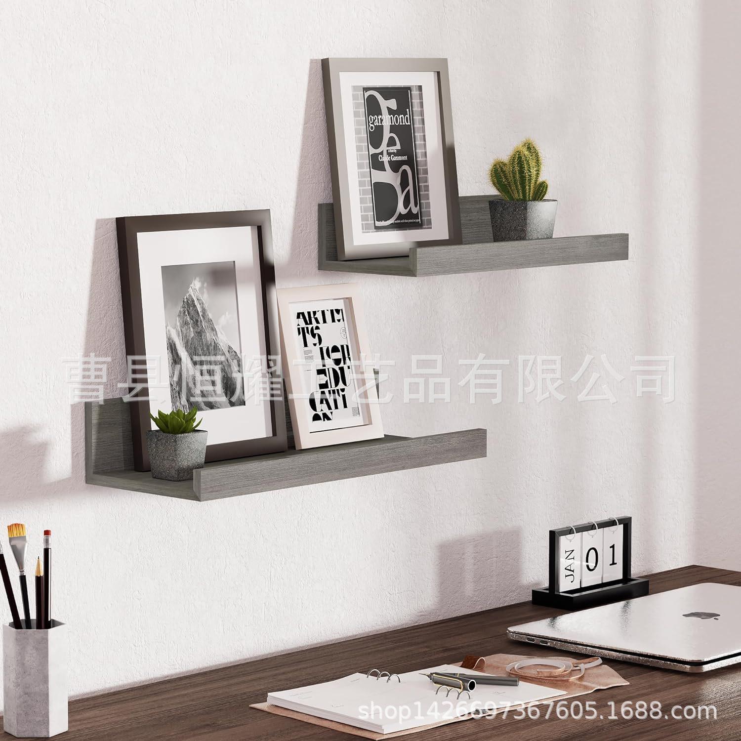 木质墙上置物架免打孔挂墙书架客厅墙壁置物板一字隔板收纳整理架