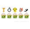 WB058 Decoración de postres con borde deportivo de fútbol, tarjeta de inserción para pastel, mesa de postres, 20 juegos para hornear