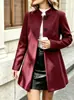 2026 Ropa Femenina Transfronteriza Europea y Americana Otoño e Invierno Nuevo Estilo Color Sólido Elegante Cuello Alto Abotonado Línea A Mangas Largas Ajustado Chaqueta