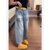 Jeans Harem Cropped Rasgado Plus Size para Mulheres, Novo Estilo de Verão, Petite e Plus Size, Calças Cenoura Soltas, Calças de Perna Larga