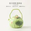 Tetera de Cerámica Pintada a Mano con Loto de Verano y Asa, Juego de Té Kung Fu, Tetera Individual con Filtro Antiescaldado, Regalo para Niñas