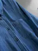 ¡Un básico de armario! Versátil y siempre elegante~ Camisa de mezclilla de algodón puro, corte recto, con cuello, manga larga, para mujer, nueva para otoño H090317