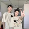 Camiseta de Manga Corta de Algodón Puro para Parejas 2026 Verano Nuevo Oversize Nicho Superior para Hombre y Mujer Marca de Moda Uniforme de Clase