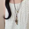 Novo colar longo de penas estilo Zen Chinês para mulheres, corrente decorativa de suéter estilo étnico vintage, acessório de pingente boêmio