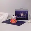 Cartão de aniversário musical com luz 3D estéreo bolo cartão de felicitações gravável presente feito à mão DIY cartão de bênção para funcionários