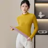 2026 Nueva Camiseta Básica Gruesa con Forro de Felpa y Cuello Semi-Alto para Mujer, Prenda Interior Térmica de Otoño e Invierno, Ropa de Manga Larga para Mujer