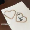 Pendientes de Aro Grandes Retro Ancla Corazón Rojo para Mujer Otoño e Invierno, Aguja de Plata, Simples y Elegantes, Pendientes Exagerados para Rostros Cuadrados y Redondos