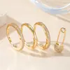 Anillo Abierto de Lujo Ligero en Tres Colores, Anillos para Pareja, Ajustable, Incrustado con Diamantes, Anillos de Moda y Personalizados para Hombres y Mujeres
