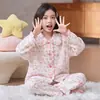 Nuevo Pijama de Algodón Nube con Dibujos Animados para Niña de Primavera y Otoño, Mangas Largas, Pantalones Largos, Cuello de Dibujos Animados, Ropa de Casa