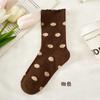 Calcetines de Otoño de Media Caña para Mujer Borde de Oreja Crema Viento Absorción de Sudor Transpirable Punto de Onda Lolita Calcetines de Regalo Fábrica de Zhuji