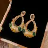 Brincos Austríacos de Pedra Colorida Gota d'Água 18K Ouro Real Galvanizado Brincos de Zircônia Leve Luxo High-End Moda