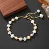 Pulsera Nueva de Perlas de Agua Dulce Tricolor 2026, Estilo Barroco con Diseño Ajustable de Cordón Deslizante, Diseño de Nicho con Múltiples Opciones de Color