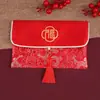 Envelopes Vermelhos para Casamento no Atacado para Pais, Especialmente Projetados para Casamentos, Sacos de Envelope Vermelhos de Tecido com Mensagem Personalizada, Vendas Diretas da Fábrica