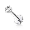 Stud para Labio Cuadrado con Forma de Corazón y Estrella de Cinco Puntas de Acero Inoxidable, Estilo Europeo y Americano, Anillo para Labio de Zirconia de Lujo Ligero, Joyería para Piercing con Diseño de Fondo Plano y Rosca Interna