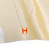 Collar H Hueco Bañado en Oro Real Nuevo Estilo Transfronterizo para Mujer Diseño de Nicho Versátil Cadena para Clavícula de Lujo Ligero Joyería
