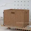 Cesta de Almacenamiento Tejida Caja de Almacenamiento para Escritorio Mesa de Café Caja de Almacenamiento para Ropa y Cosméticos Caja de Almacenamiento de Cesta de Ratán