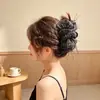 Popular pinza para el pelo de tela esponjosa con encaje de estrellas y lazo de gasa de burbujas, pinza de garra extragrande para recogidos en la parte posterior de la cabeza