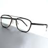 Gafas de Miopía de Doble Puente sin Tornillos para Hombres, Gafas Fotocromáticas Anti-Luz Azul para Mujeres, Armazón de Metal Negro Rojo Tormenta para Hombres