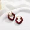 Pendientes colgantes de gota en forma de U de macarrón dulce de colores para otoño e invierno, pendientes para mujer, venta al por mayor, nicho, alta gama, estilo same como lisa